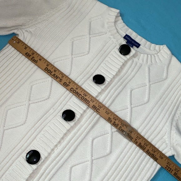 KAREN SCOTT cable knit cardigan long sleeve snap up decorative buttons size XL - Picture 8 of 10